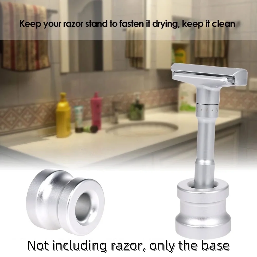 

1 Pc Men's Shaving Razor Base Aluminum Alloy Safety Razor Stand Manual Beard Shaver Holder for Bathroom Countertops