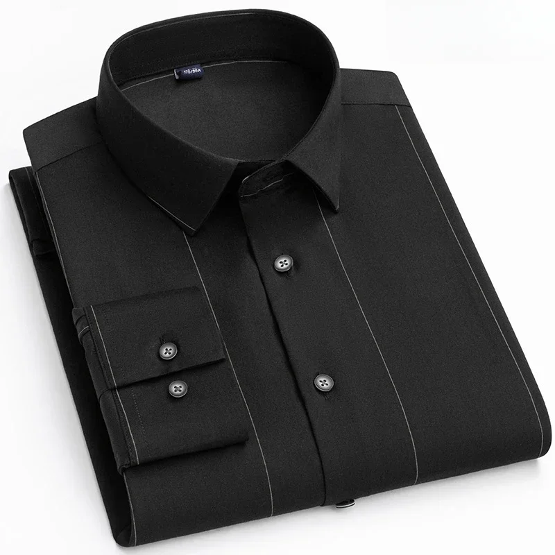 

New in shirt soft elastic long-sleeve shirts for men slim fit formal striped plain shirt items tops office clothes