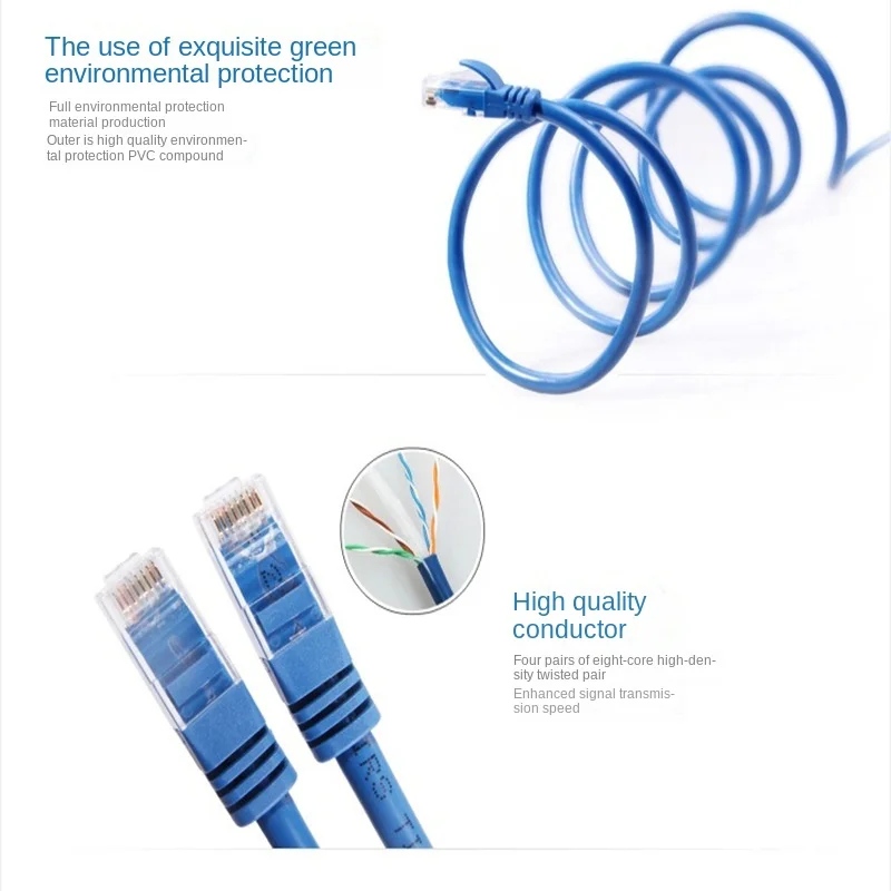 Ponticello Standard CAT6A, cavo di rete in rame puro Gigabit, ponticello di rete finito, 8 core tutto in rame