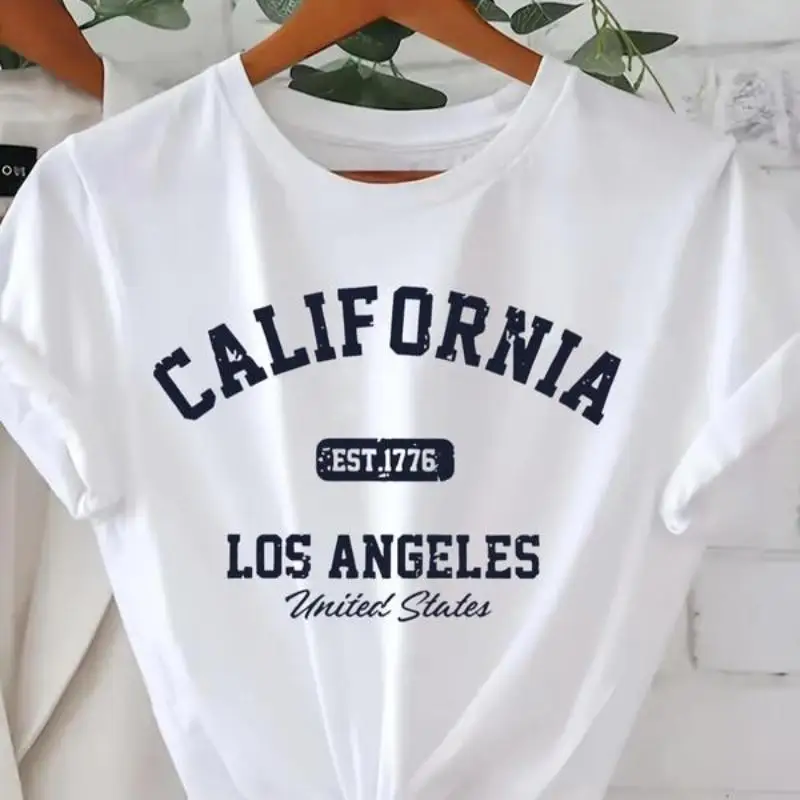 

Women's Letter Print Round Neck Tee, Vintage Trendy Casual Short Sleeve T-shirt for Daily Wear, Ladies All Seasons Outfit Top