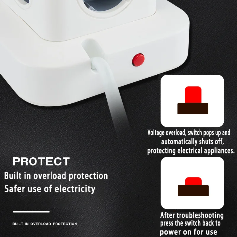 EU Plug Tower Extension Power Strip with USB Tower Multiple Socket with Switch Surge Protection 1.8M Extension Outlet 250V 10A