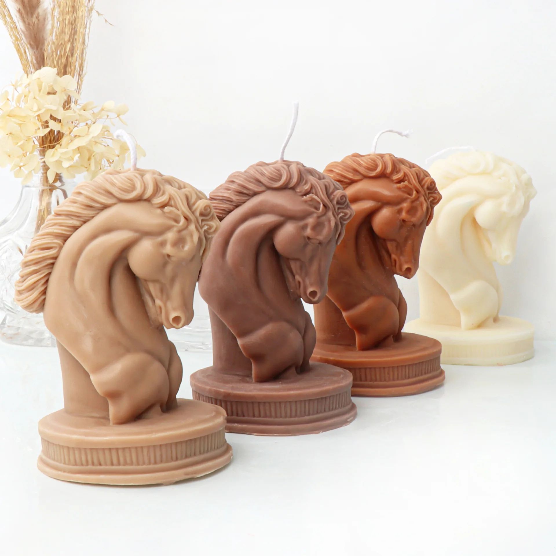 Horse Head Statue Candle Silicone Mold Bust Riding Sculpture Art Figurine Animal Poney Candle Mould