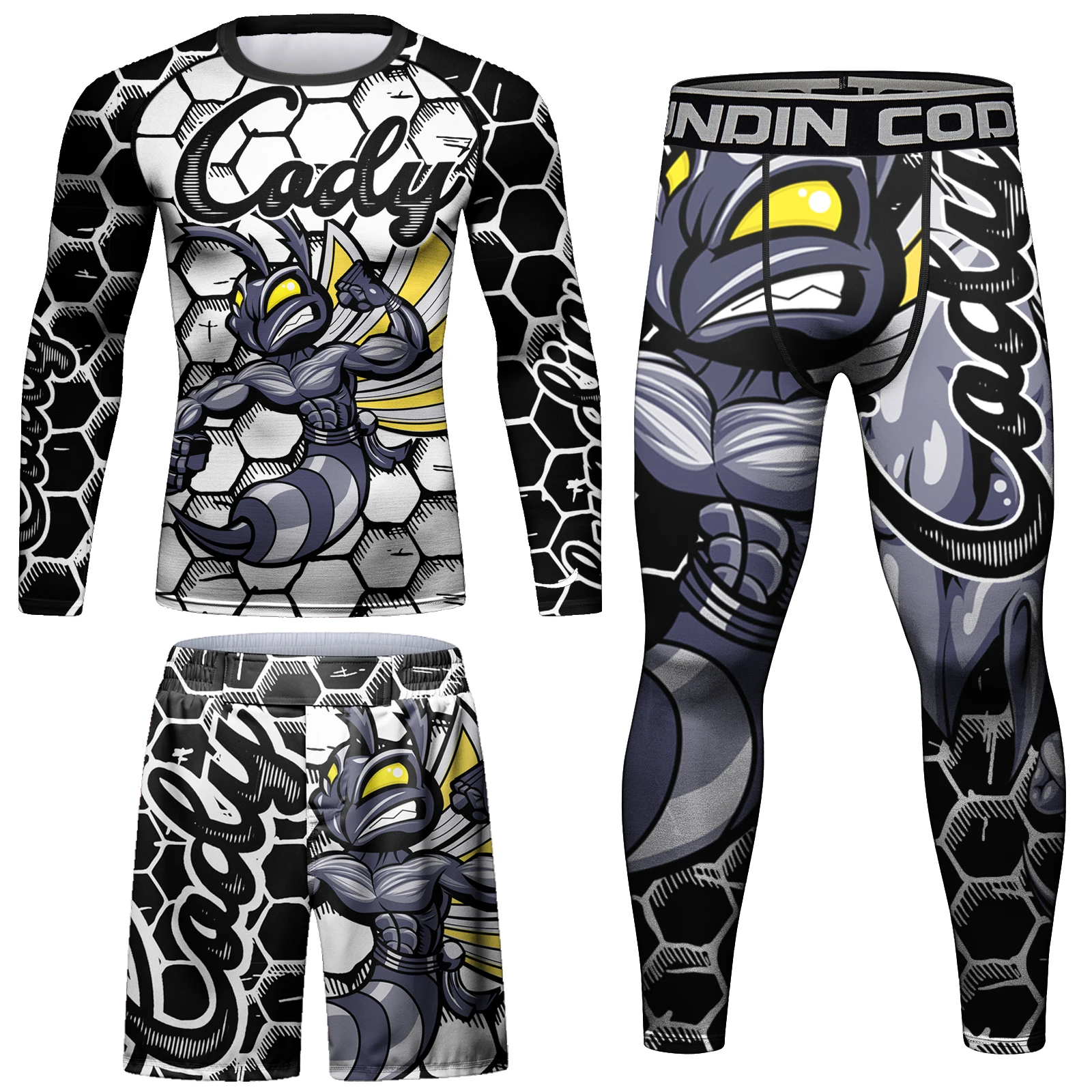 كودي لوندين ملابس رياضية سريعة الجفاف لتبديد الحرارة للرجال لركوب الأمواج والغوص والرياضة مجموعات RashGuard مع واقي من الشمس
