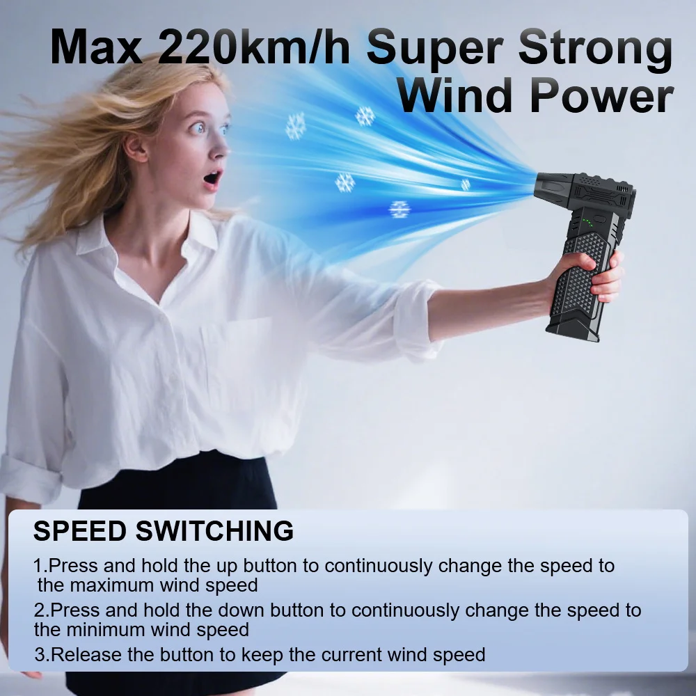 2025 أداة منفاخ التنظيف ضربة وشفط 2 في 1 مروحة عنيفة منفضة هواء كهربائية محمولة تهب الثلج 400000 دورة في الدقيقة مروحة نفاثة توربو