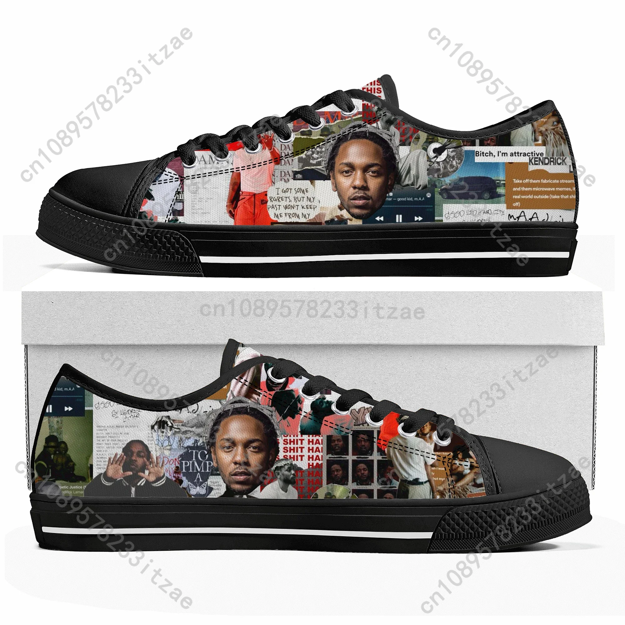 كندريك لامار مغني الراب الهيب هوب منخفضة أعلى أحذية رياضية رجل إمرأة مراهق جودة عالية قماش حذاء رياضة زوجين حذاء كاجوال حذاء مخصص #2