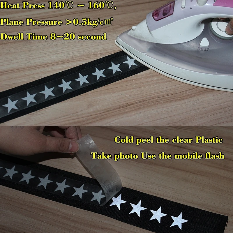 1 متر بأمان الفضة عاكس الفينيل HTV نقل الحرارة الفينيل فيلم لتقوم بها بنفسك الشريط الحديد على النسيج الملابس نجمة