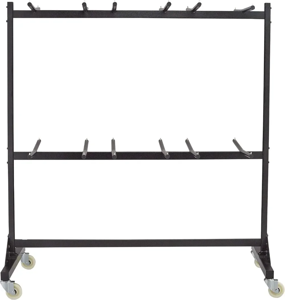 Two-Tier Folding Chair Cart, Heavy Duty Black Powder Coated Storage Cart, Holds 84 Chairs, Commercial-Grade Steel