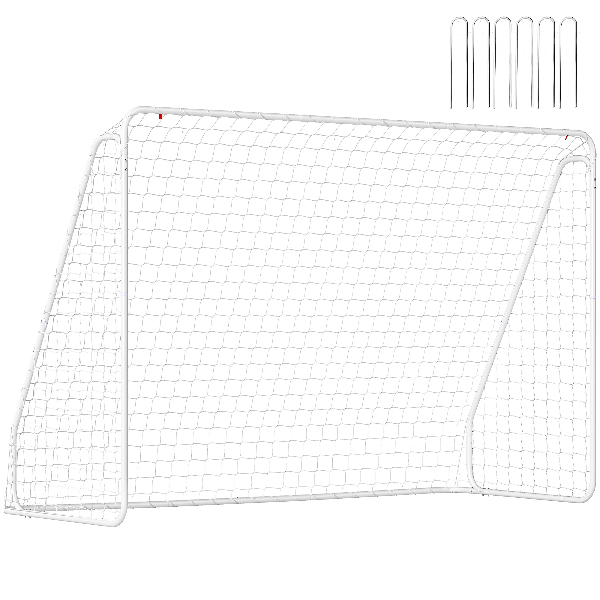 HOMCOM voetbaldoel - voetbaldoel dim training voetbaldoel. 301L x 120l x 200H cm - Epoxy metalen frame - gaashekwerk inbegrepen - Wit