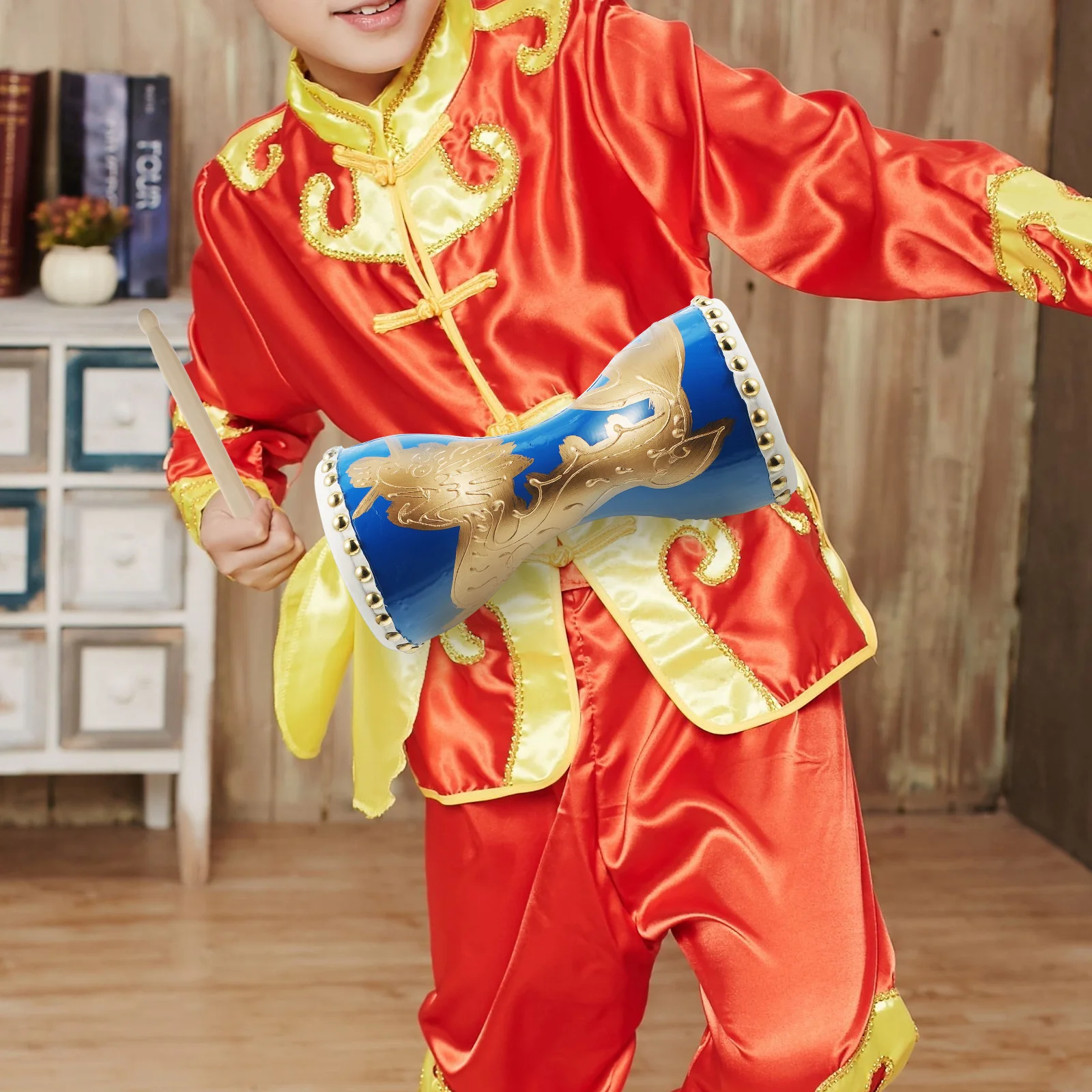 

1 set 1 Set Of Adult Cowhide Waist Drum Dragon Pattern Durable Portable Percussion Instrument For Dance Performance Traditional