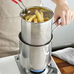 Deep Fryer 304 Stainless Steel Fryer with Frying Basket Auxiliary Food Pot To Deepen Japanese Milk Pot Kitchen Appliance