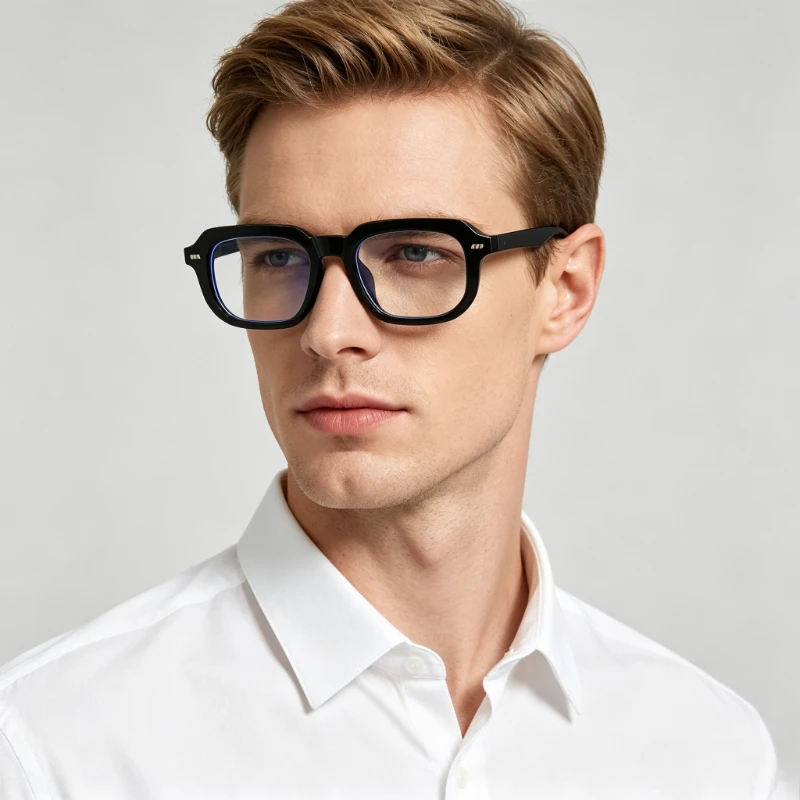 RUISIMO Blue Light Blocking Glasses Men Women Computer Eyeglasses Retro Square Rivets Anti Blue Light Clear Eyewear Unisex