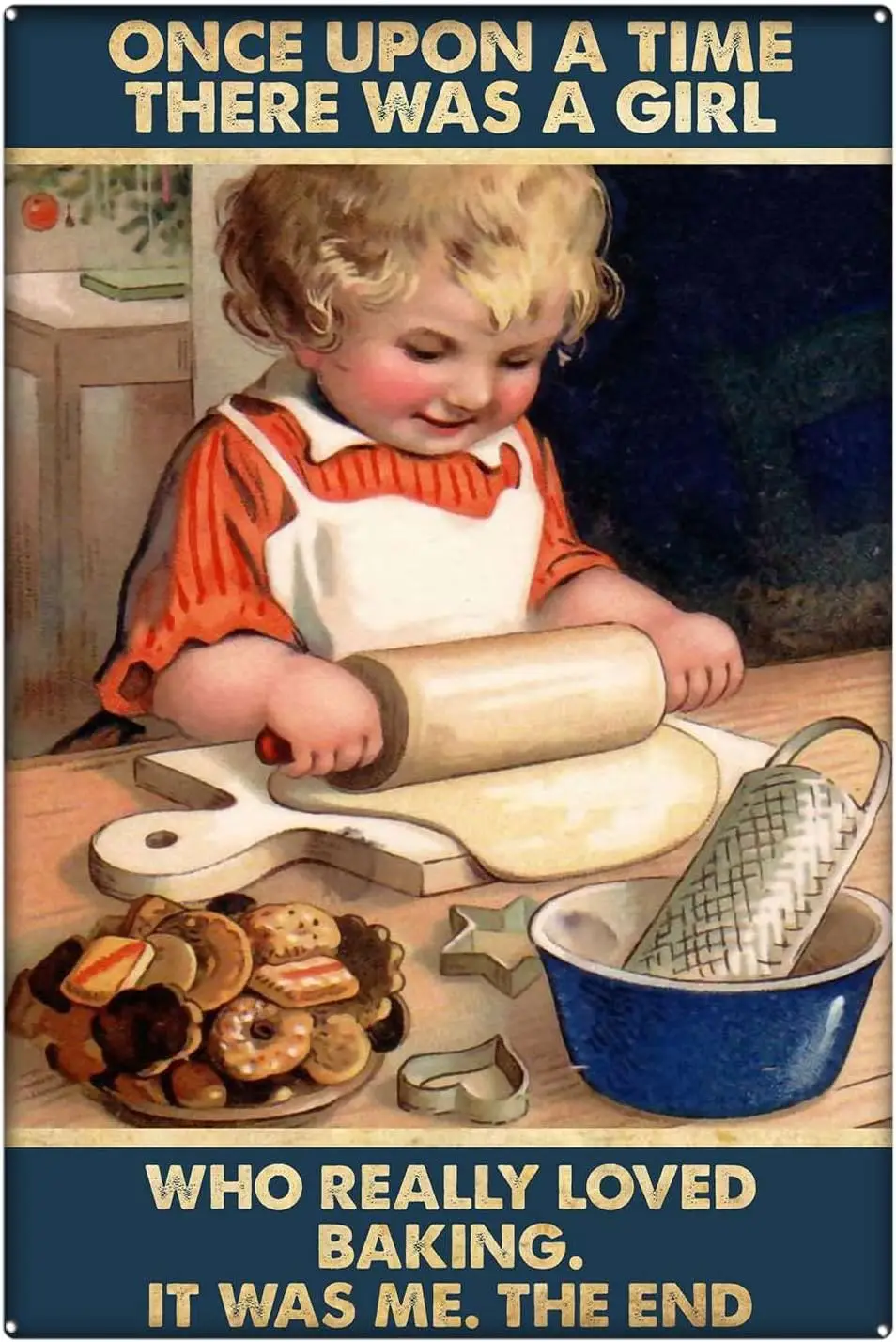 Ascigo Funny Metal Signs for Bedroom Baker Girl Once Upon a Time There was a Girl Who Really Loved Baking Signs Kitchen Hom sign
