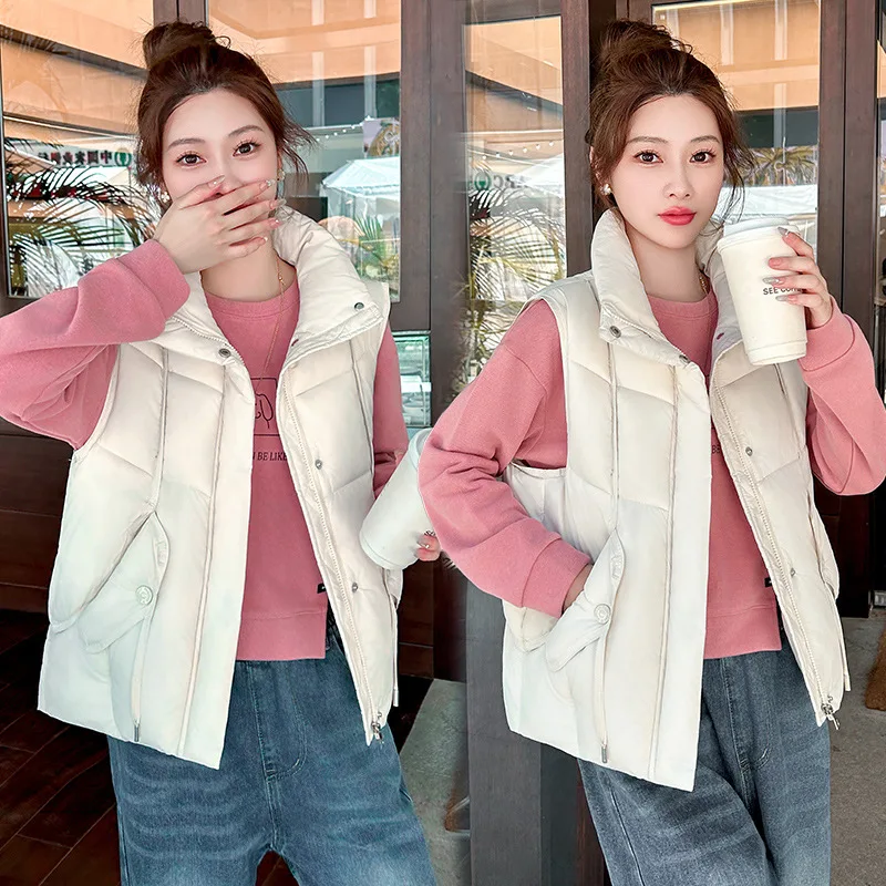 

Осенне-зимний хлопковый жилет, женская короткая куртка без рукавов, новинка 2025 года, корейский пуховый хлопковый жилет, женский жилет Chaleco Mujer