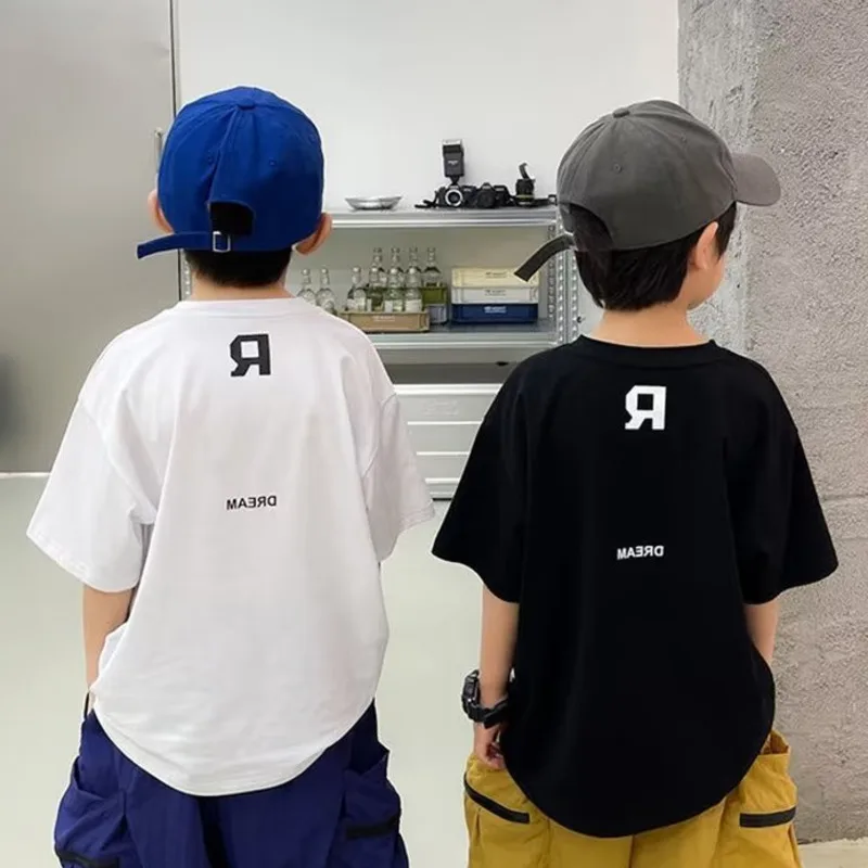 

Children's Summer Clothing Boys Short Sleeved T-shirt New Summer Letter Print Children's Half Sleeved Baby Top