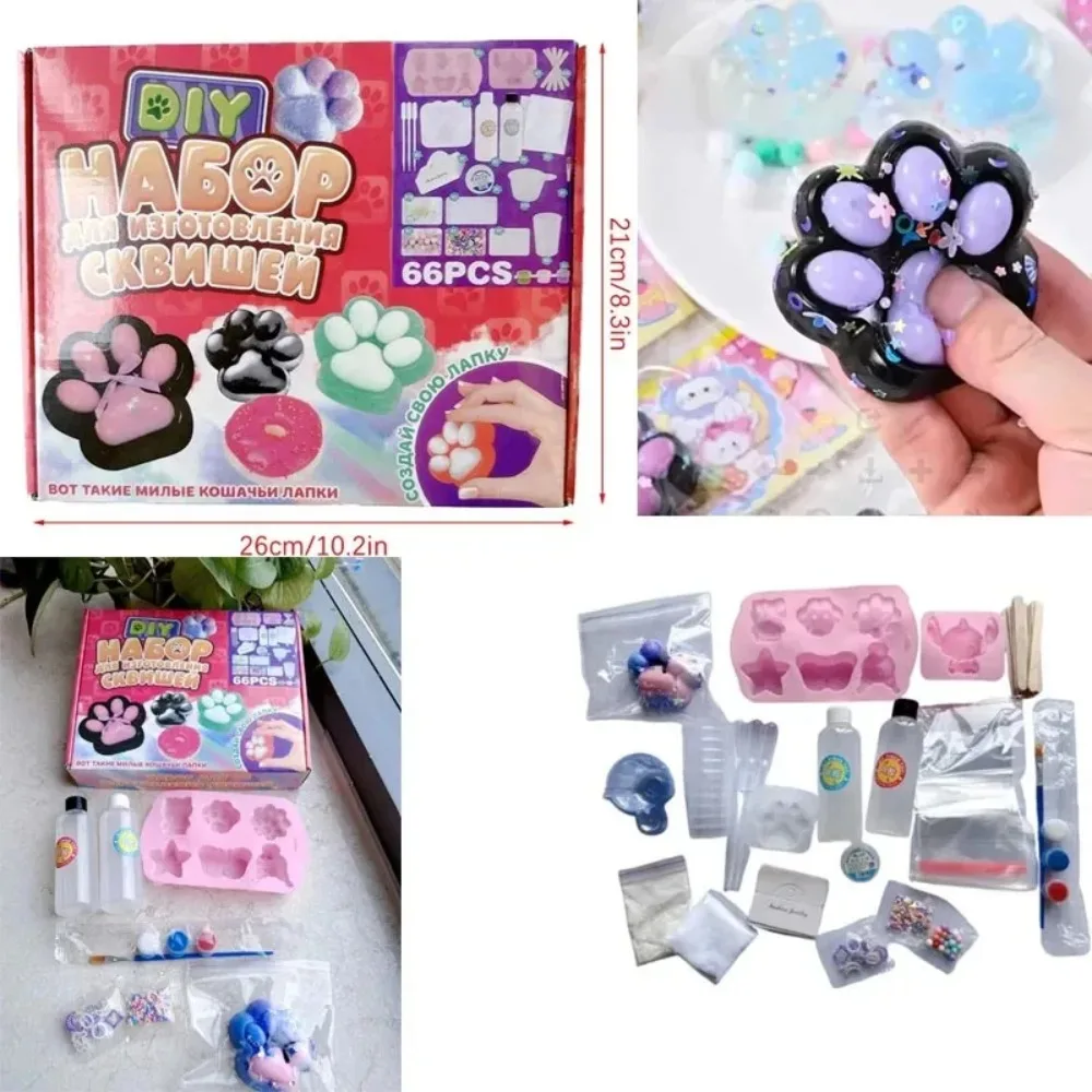 

·DIY Taba Squishy Kit Set Liquid Gel, Liquid Silicone Squishy Making Kit Perfect Kawaii Taba Squishy Cat Cartoon Characters