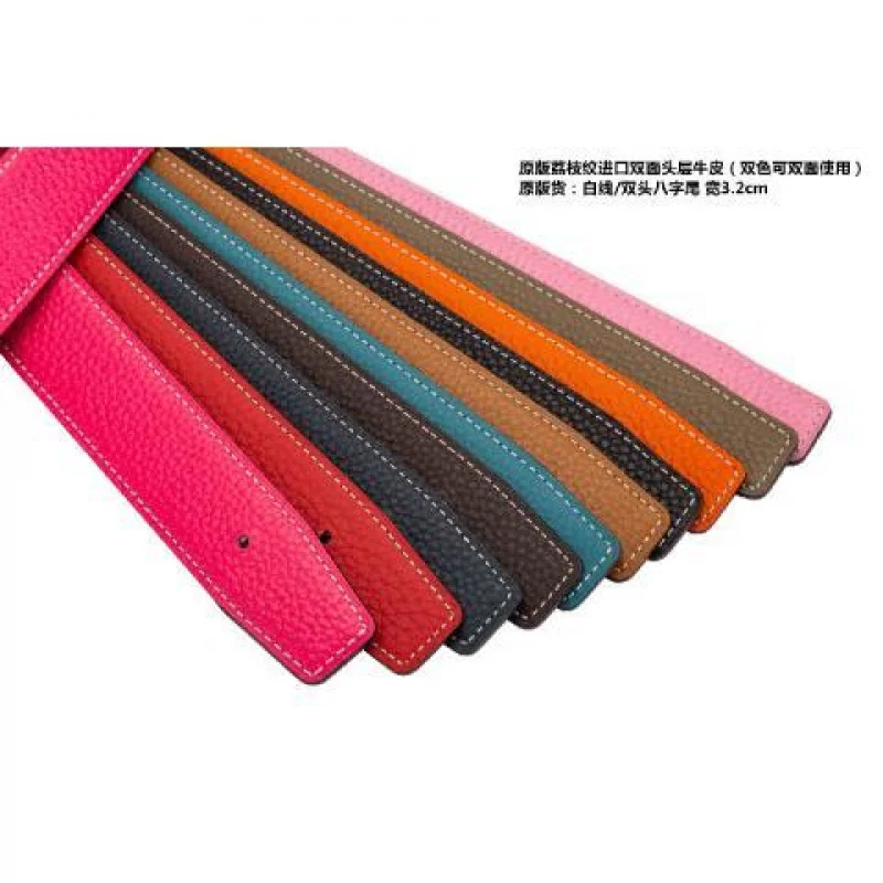 

Premium Designer No-Buckle Leather Belt – 3.2cm Wide Reversible Pointed Tip Strap for Men & Women – High-End Double-Sided Genuin