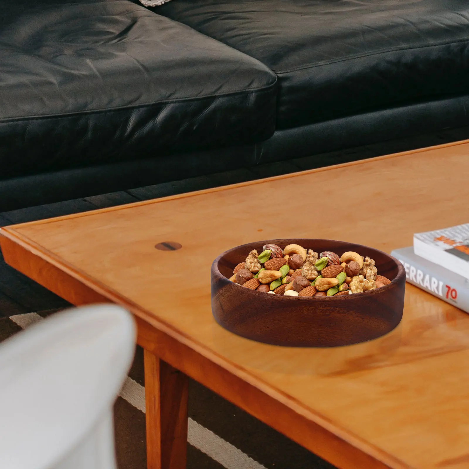 

Solid Wood Carved Fruit Bowl Decorative Wooden Serving Coffee Table Fruit Tray Tray For Home Coffee Table Rustic Wood Dish