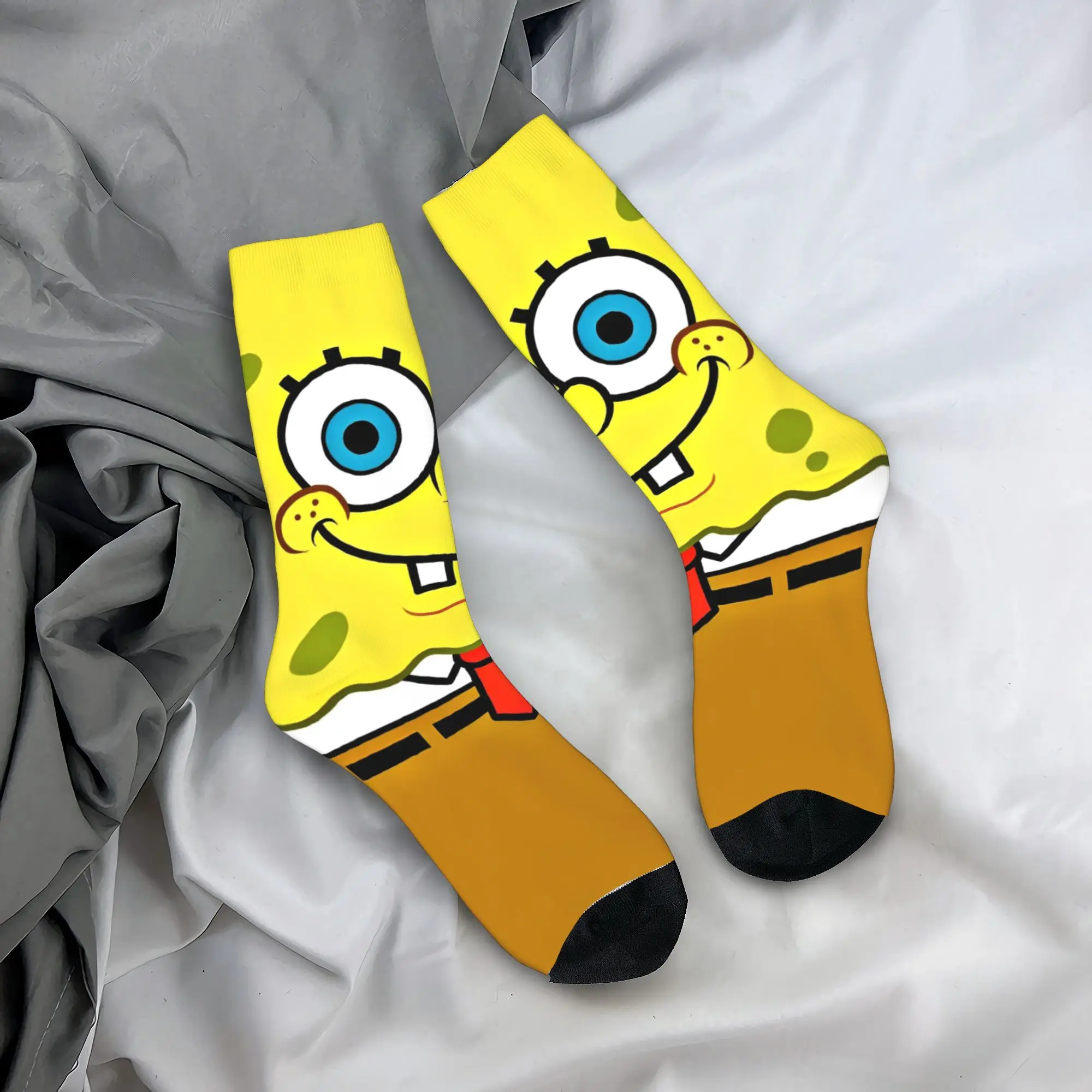 Chaussettes de dessin animé Bob l'éponge Merch pour hommes et femmes, chaussettes imprimées, Super douces, cadeau d'anniversaire