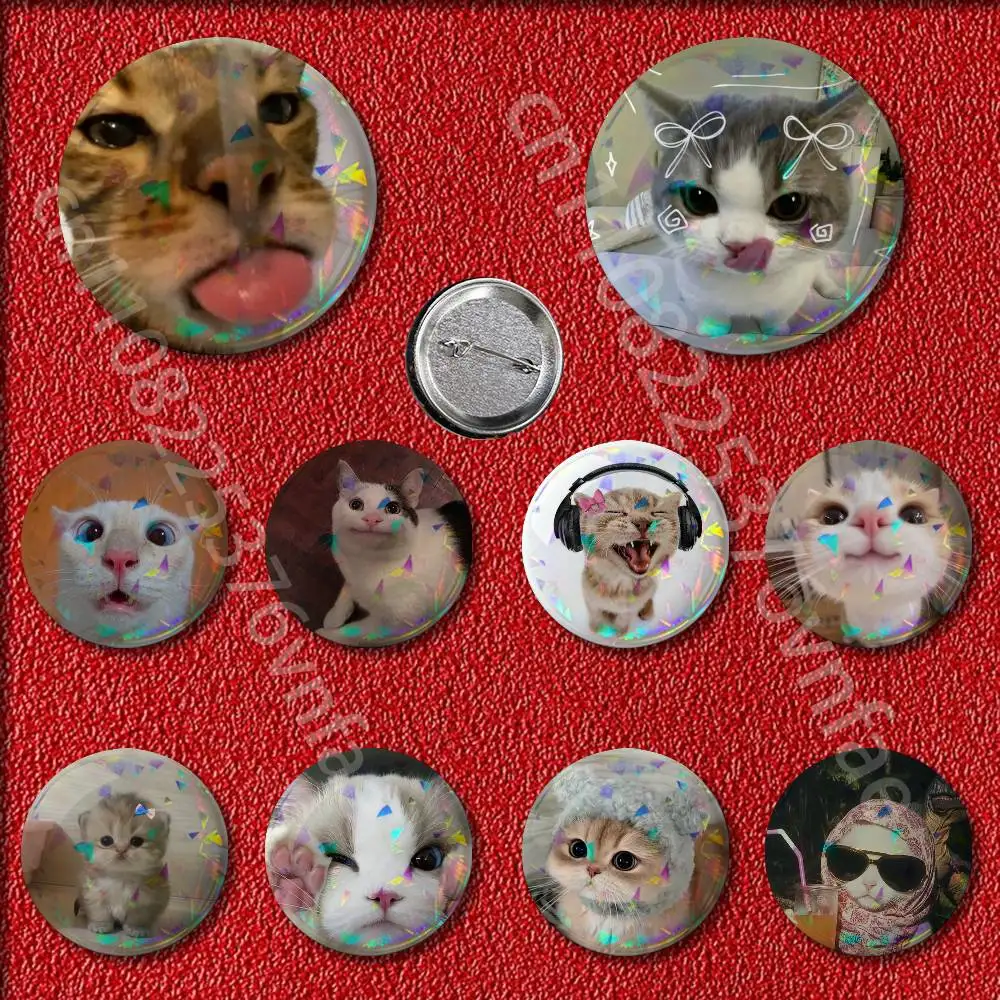 고양이 애완동물 귀여운 재미있는 배지 25mm 32mm 44mm 58mm 75mm 원형 핀 브로치 장식품 기념품 코스프레 선물