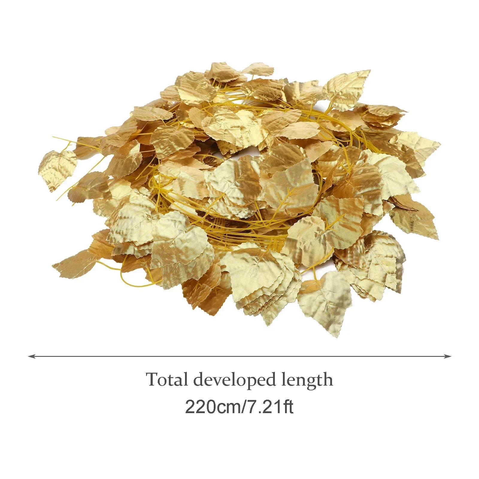 12Pcs 220cm Gold Leaf Garland Ivy Silk Artificial Plants Vine Greenery For Wedding Home Office Bathroom Garden Decoration