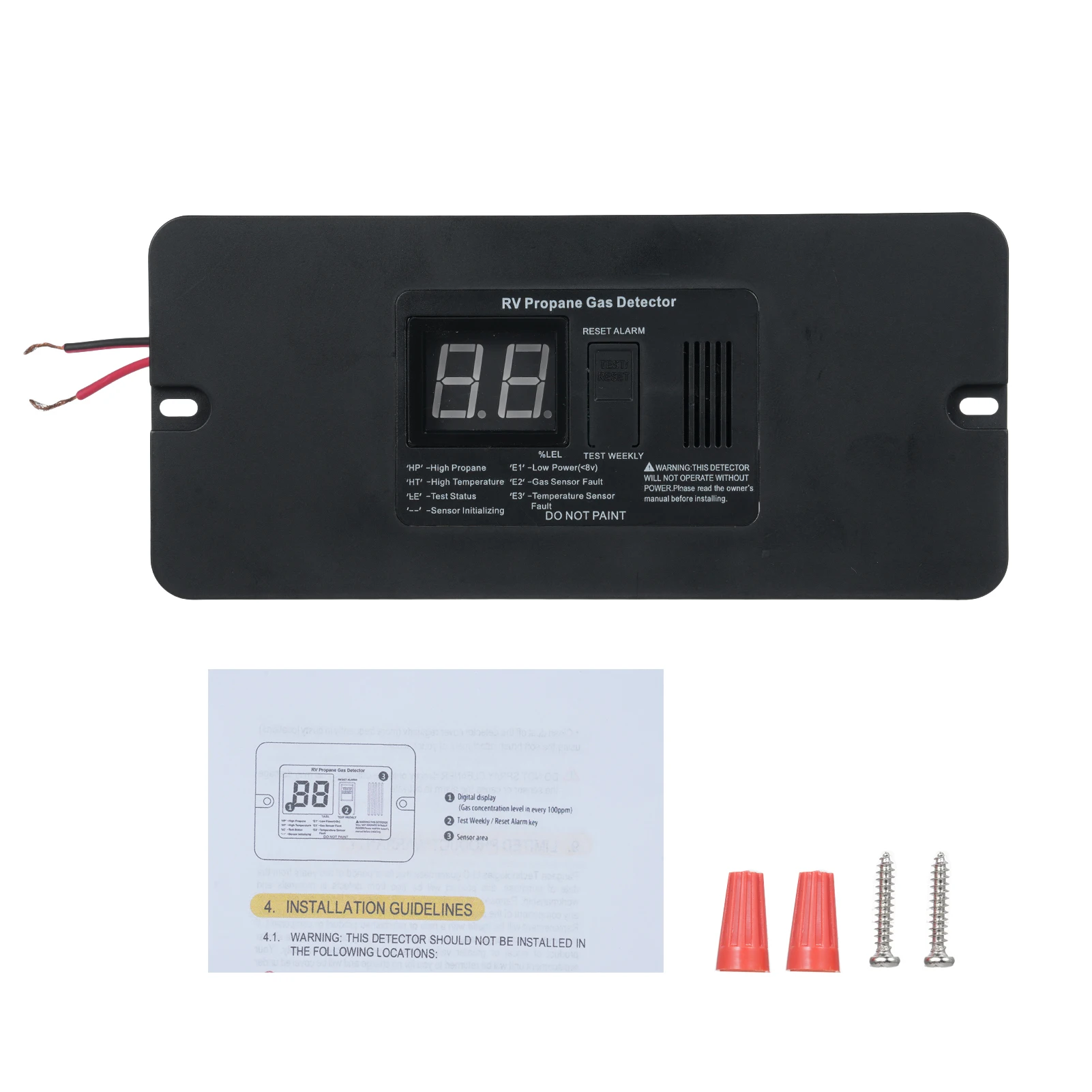 Digital RV Propane Gas Detector with 85dB Loud Alarm, DC 12V Gas Alarm for Trailer Motorhome
