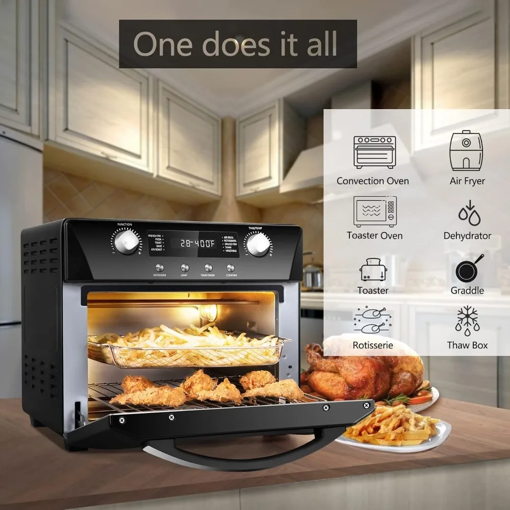 Air Fryer Oven,10-in-1 Air Fryer Toaster Oven Combo,24QT Convection Toaster Oven Countertop with Rotisserie