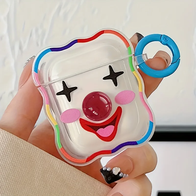 Clown Clear Headphone Case Compatible with AirPod 3rd Generation r AirPods 4 Cute Case Cove with Keychain Hook Gift - view 3