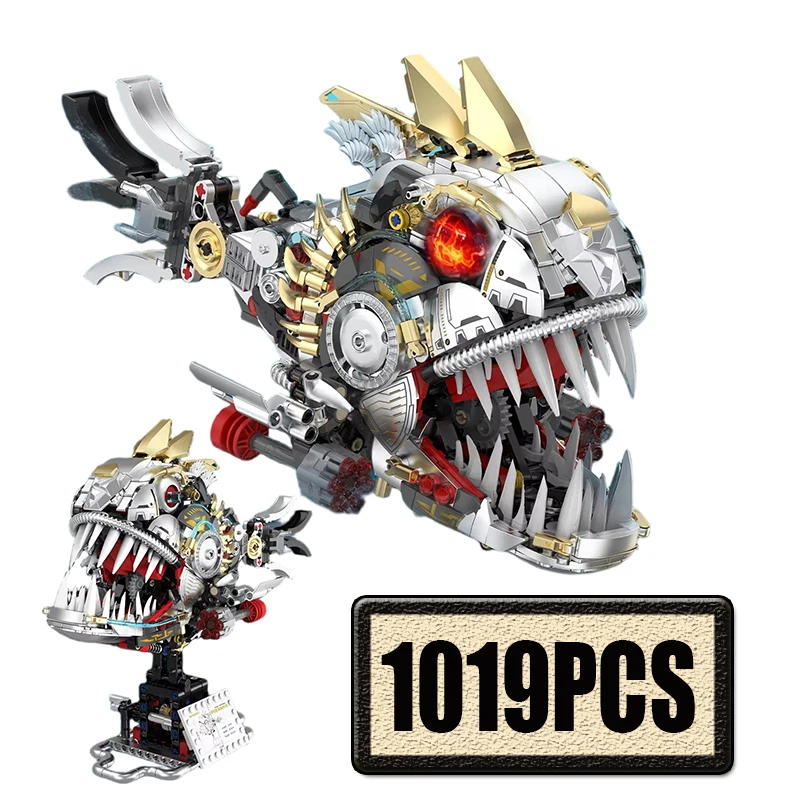 

1019PCS Creativity Mechanical Tropical Rainforest Piranha Model Toy Building Blocks Ornament Educational Toy Kids Birthday Gifts