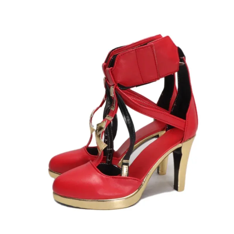 

LQGame Wuthering Waves Phrolova Cosplay Shoes Boots Red PU Leather High Shoes Halloween Roleplay Party Accessories For Women Gir