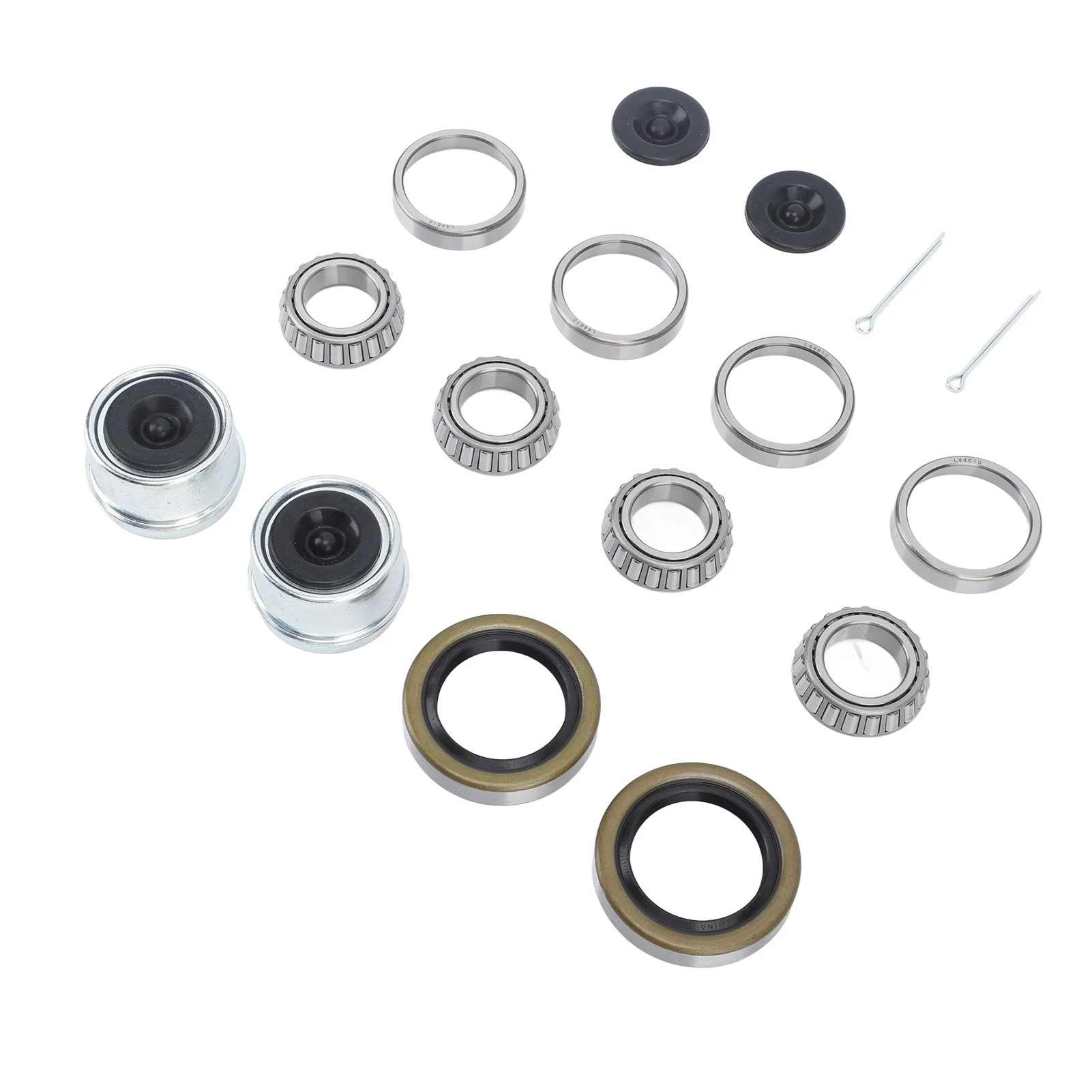 2 Sets Boat Trailer Axle Hub Wheel Bearing Kit Grease Seals 1.98in Dust Caps Fit for 1‑1/16in 2000 to 2200 Lbs Axle