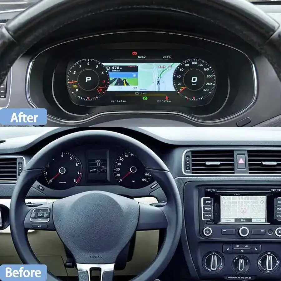 For VW Volkswagen JETTA MK6 2011-2014 Instrument Digital Dashboard Panel Cluster Virtual Cockpit Speedometer Tachometer Odometer