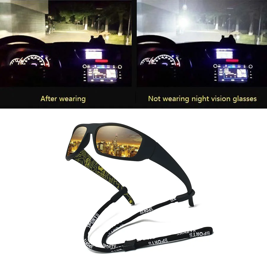 Sport-Sonnenbrille, Unisex, mit Kette, modisches Muster, hochwertige Outdoor-Schutzbrille zum Fahren und Angeln