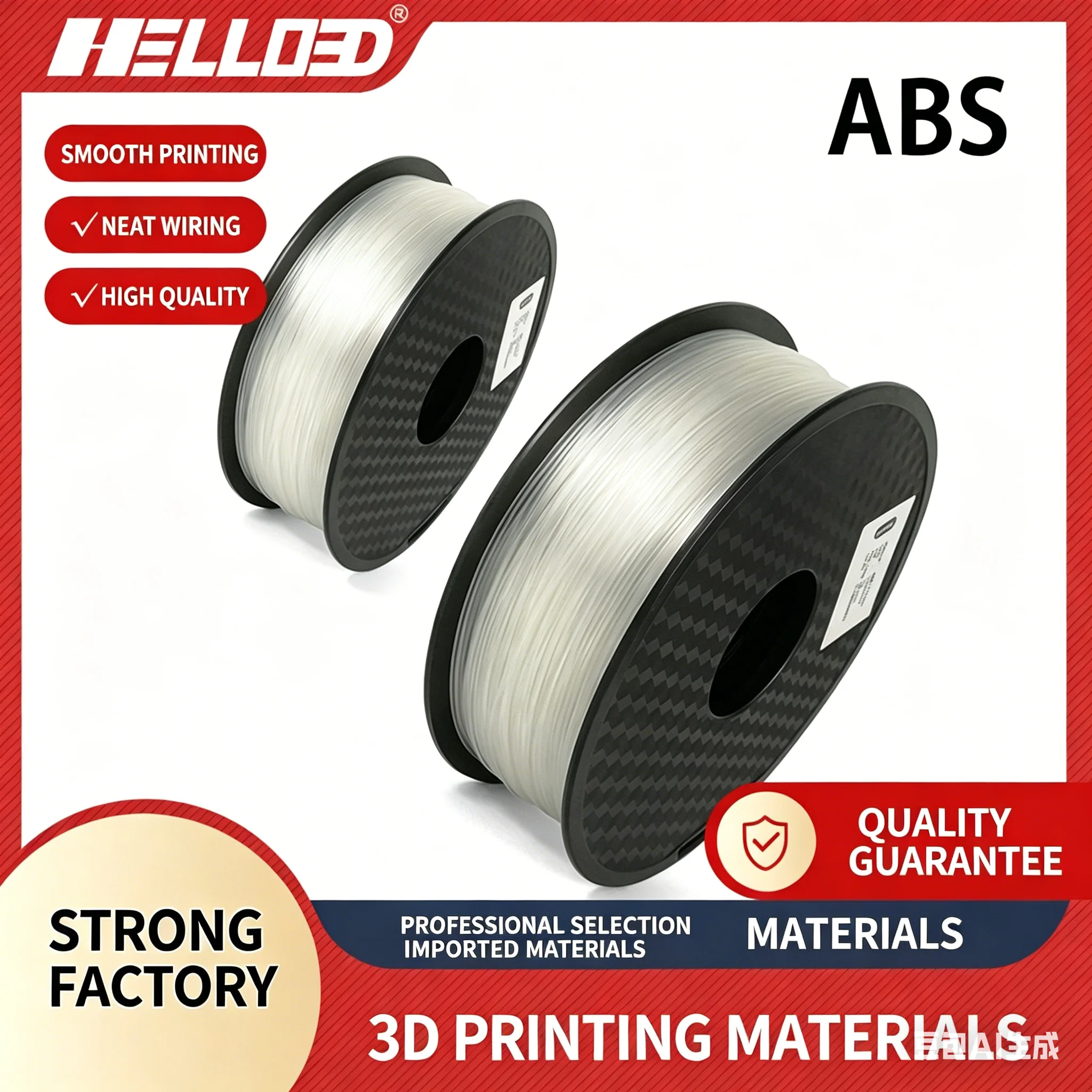 Hello 3D 3D Printing Filemant ABS Material Printing Temperature 220-250℃ Precision 0.01mm for 3D Printer and FDM Printer