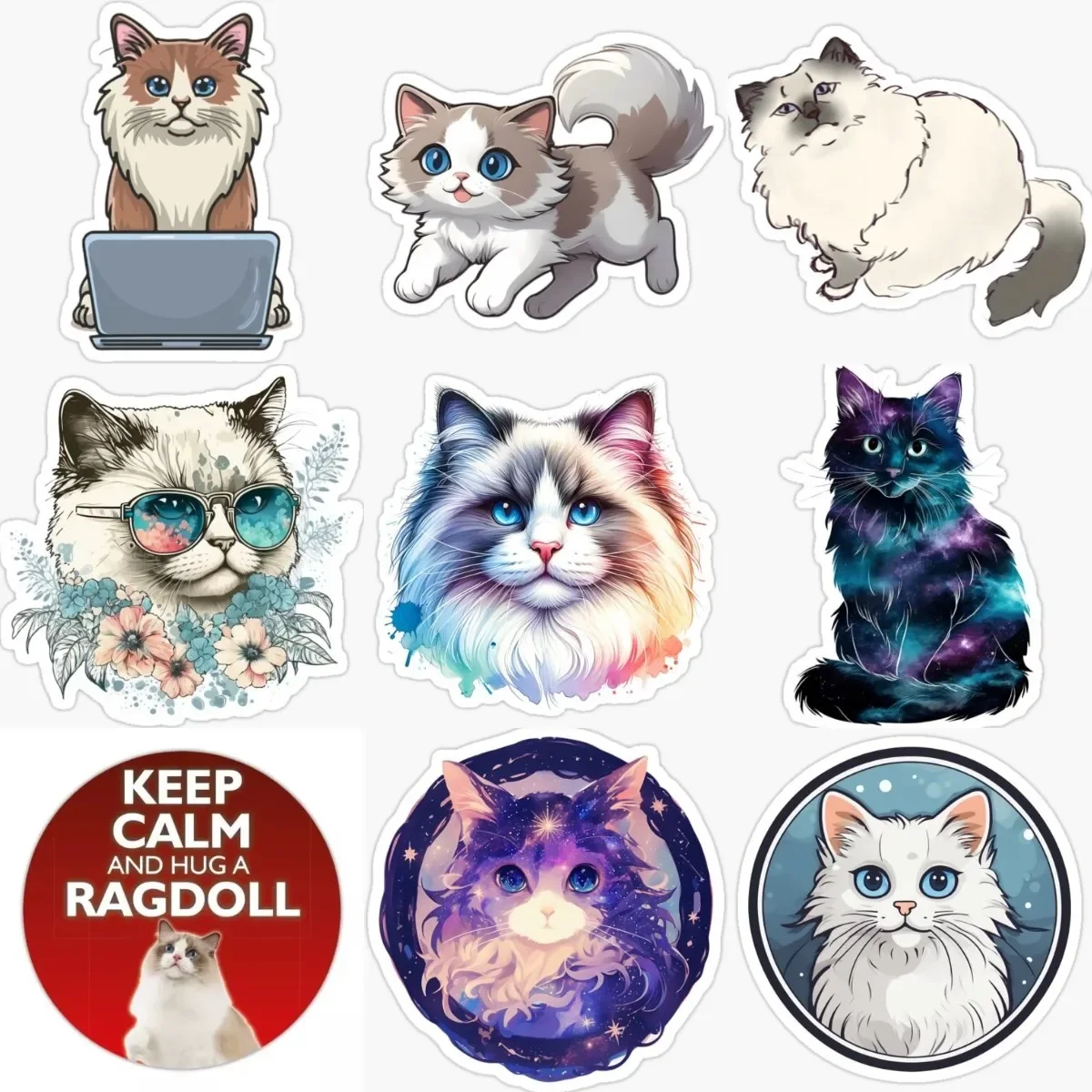 

Cute Ragdoll Cat Creative Catoon PVC Sticker for Decorate Fridge Wall Car Van Table Motorcycle Truck Bumper Decal Accessories