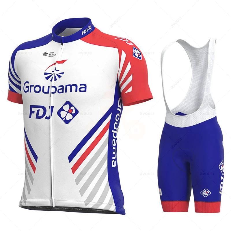 Ensemble de maillots de cyclisme de l'équipe Fdj, vêtements de vélo vtt, cuissard à bretelles, vêtements de vélo, uniforme, nouveau, été, 2024