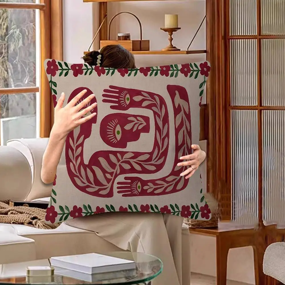 Altes Ägypten, abstrakter, farbenfroher Tiger- und Leoparden-Kissenbezug, Auto-Kissenbezug für Sofa, Auto, Weihnachtsgeschenk, 40 x 40 cm, 45 x 45 cm – Detail 14