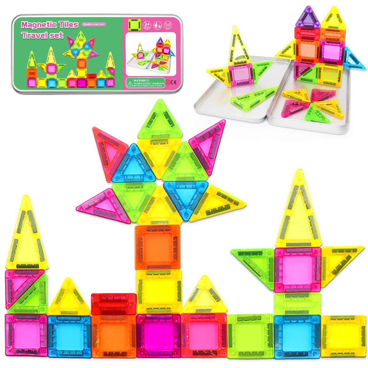 

Mini Magnetic Building Blocks Toy, Iron Box Travel Portable, Colorful Geometric Creative Assembly Toy, Children's Gift