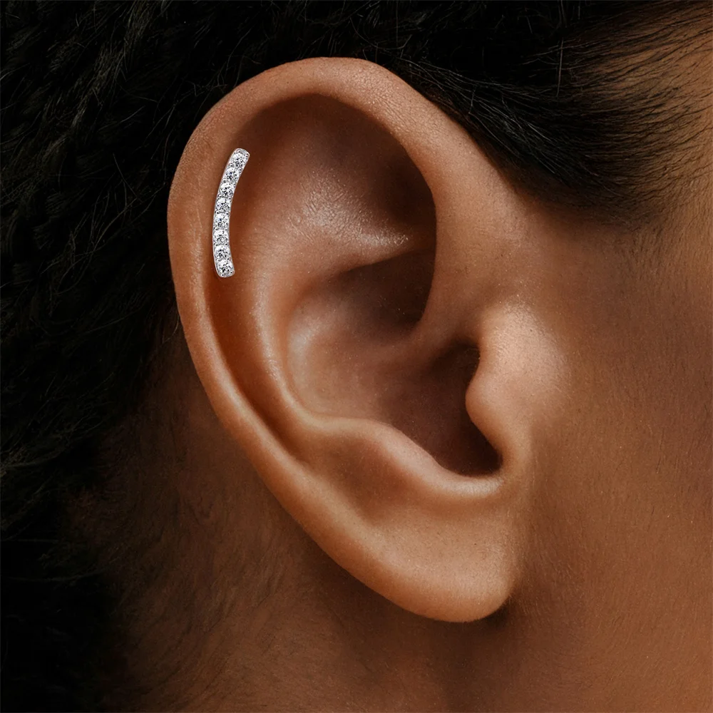 Aide S925 Sterling Silver Moissanite Silver Color Srud Earrings Women Heart Leaf Geometric DIY Ear Bone Sruds Piercing Jewelry view 5
