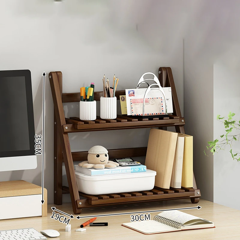 Desktop Ladder-Shaped Home Office Display Rack with Green Plants and Small Flower Planters for Cup Organization