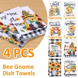 4Pcs Kitchen Towels Microfiber Sunflower Prints Super Absorbent Dish Cloths for Household Kitchen Cooking Cleaning Cloth NEW