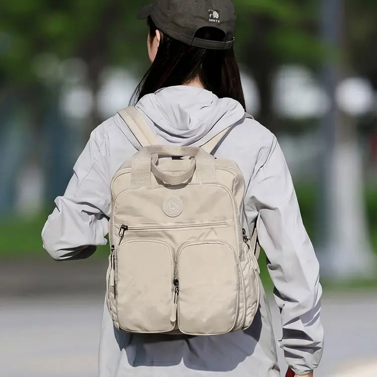 2026 New Mommy Bag Double Shoulder Backpack Large Capacity Waterproof Maternity Baby Outing Bag Commuter Style Nylon Material