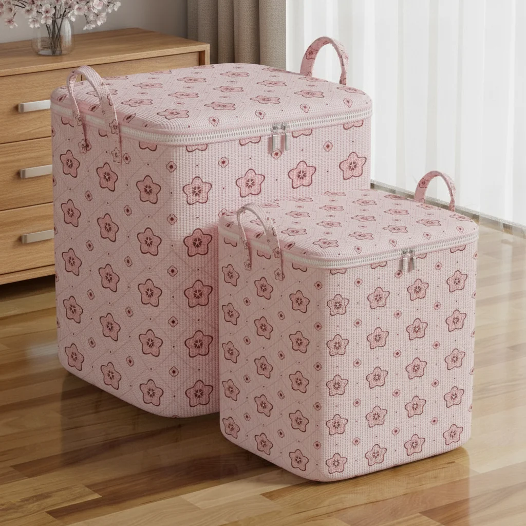 With Handle Clothes Storage Bins Foldable Large Capacity Quilt Storage Bag Dust-Proof Clothes Organizer Closet Storage Box