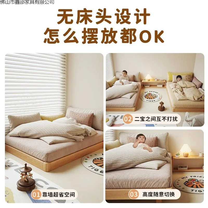 Children's bed full solid wood floor without bedside princess girl bedroom little boy rice floating floor single version
