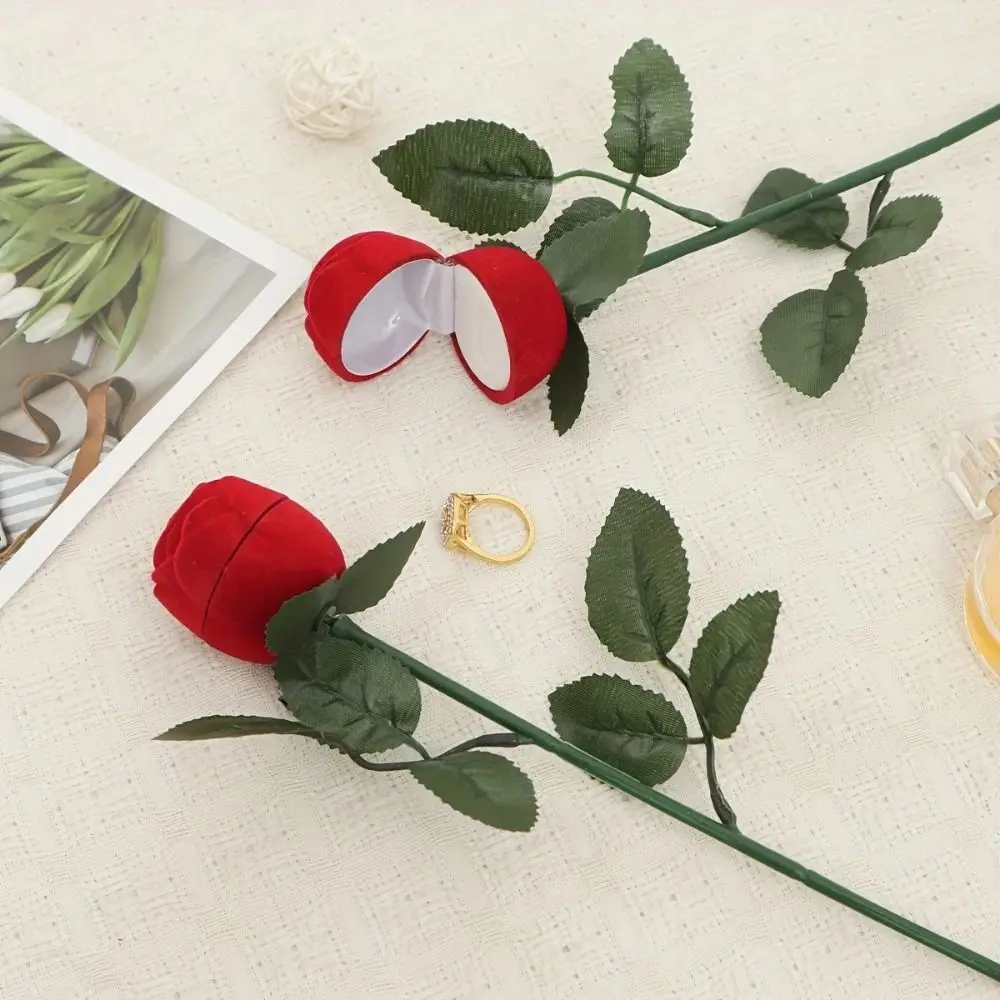 صندوق خاتم وردي متدفق إبداعي صندوق تخزين حلقي مقلد باللون الأحمر صندوق هدايا رومانسي عالي الجودة صندوق خاتم اقتراح