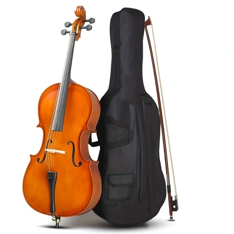 4/4 3/4 Acoustic Cello, Basswood Body,Cello Set with Portable Carrying Bag,Bow, Musical Instruments for Beginner,for Music Lover