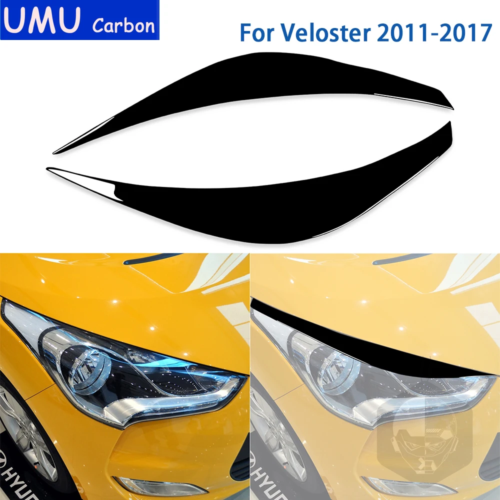 

For Hyundai Veloster 2011 2012 2013 2014 2015 2016 2017 Accessories Black Plastic Car Exterior Light Eyebrow Trim Sticker