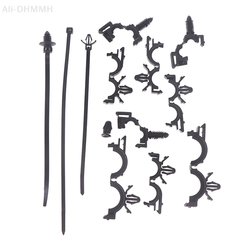 Self-Locking 45 Unit Pack of Car Cable Clips and Zip Ties; Universal Push Mount Wire Routing Clips Organizer.