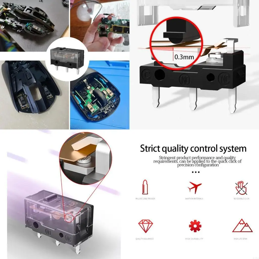 

LXAA 10Pcs Kailh for GM 8.0 Micro Switch Microswitch Micro Button Switches Replacement for Gaming Mouse