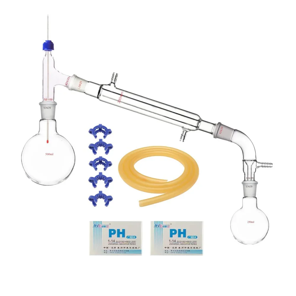 

250/500ml, 24/29, Glass Still, Laboratory Distillation Equipment Chemistry Glassware Kit