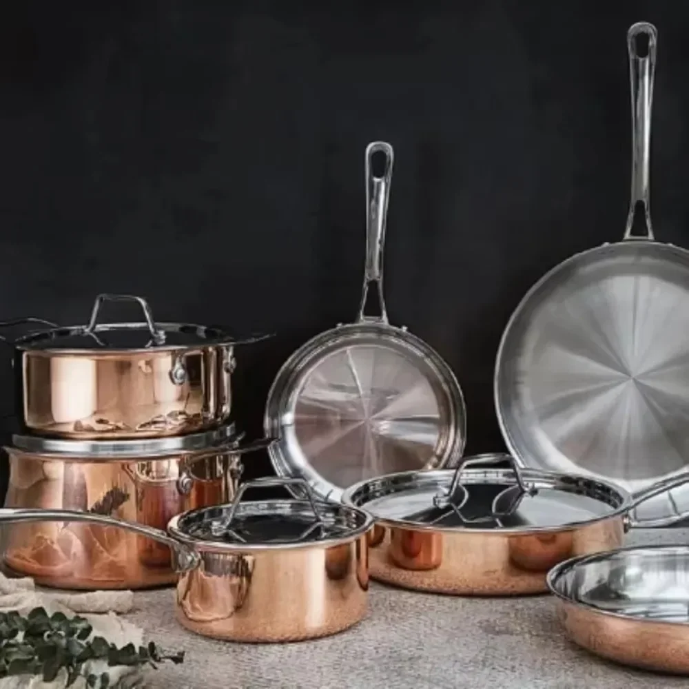 &For Cookware Set Stainless Steel Nonstick Coating Cooking Copper Pan Pot High Quality  Pan